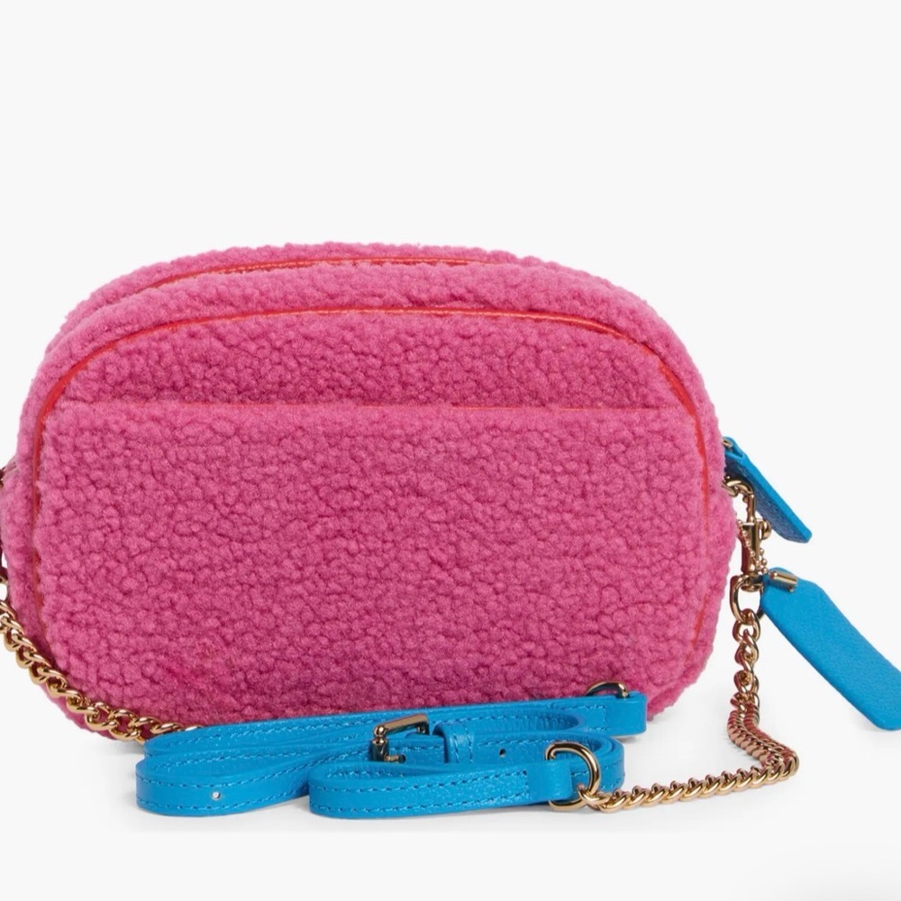 NWT Kurt Geiger London Chiswick Faux Shearling Camer Crossbody Bag pink - Picture 4 of 13
